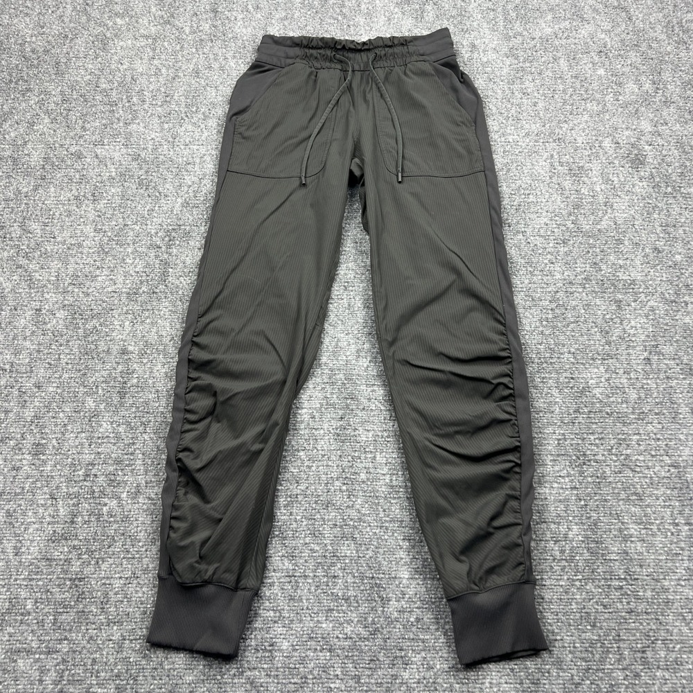 Lululemon Beyond the Studio Jogger Womens 4 Grey Sage Stripe Ruched Pants W5CZHS